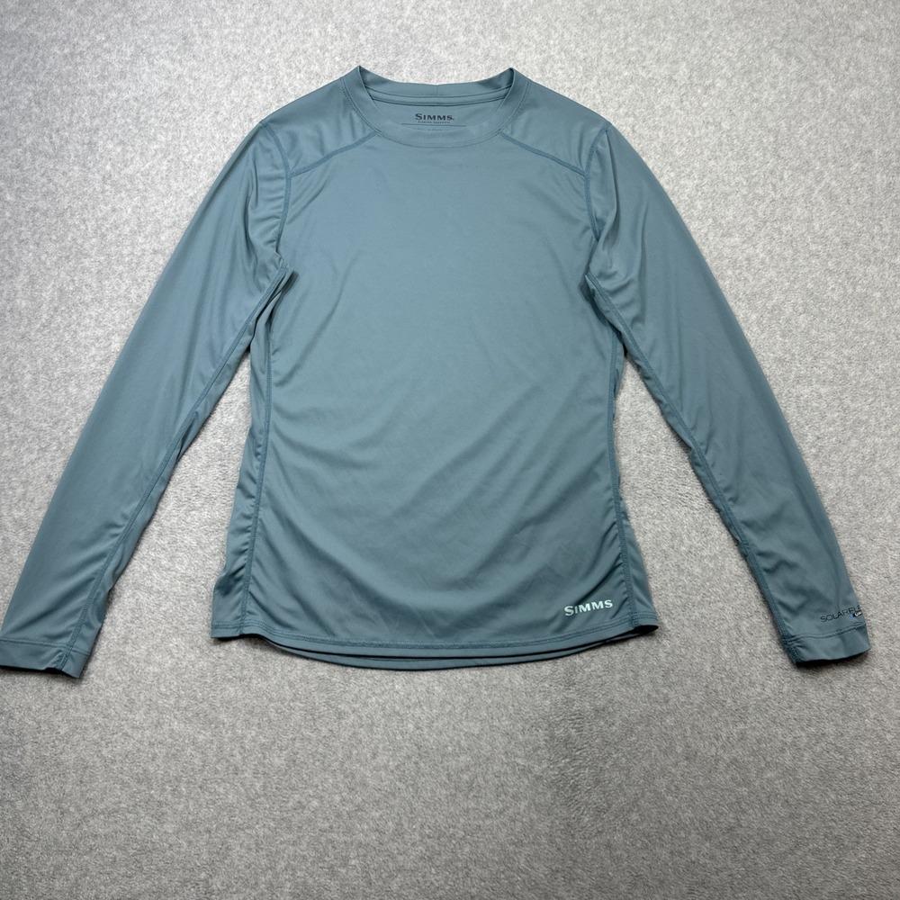 Simms Shirt Women XS Blue Solarflex UPF 50 Fishing Swim Outdoor Long Sleeve